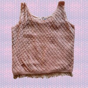 Vintage Wagon Rabbit Fur Sequin Beaded Tassel Knit Top